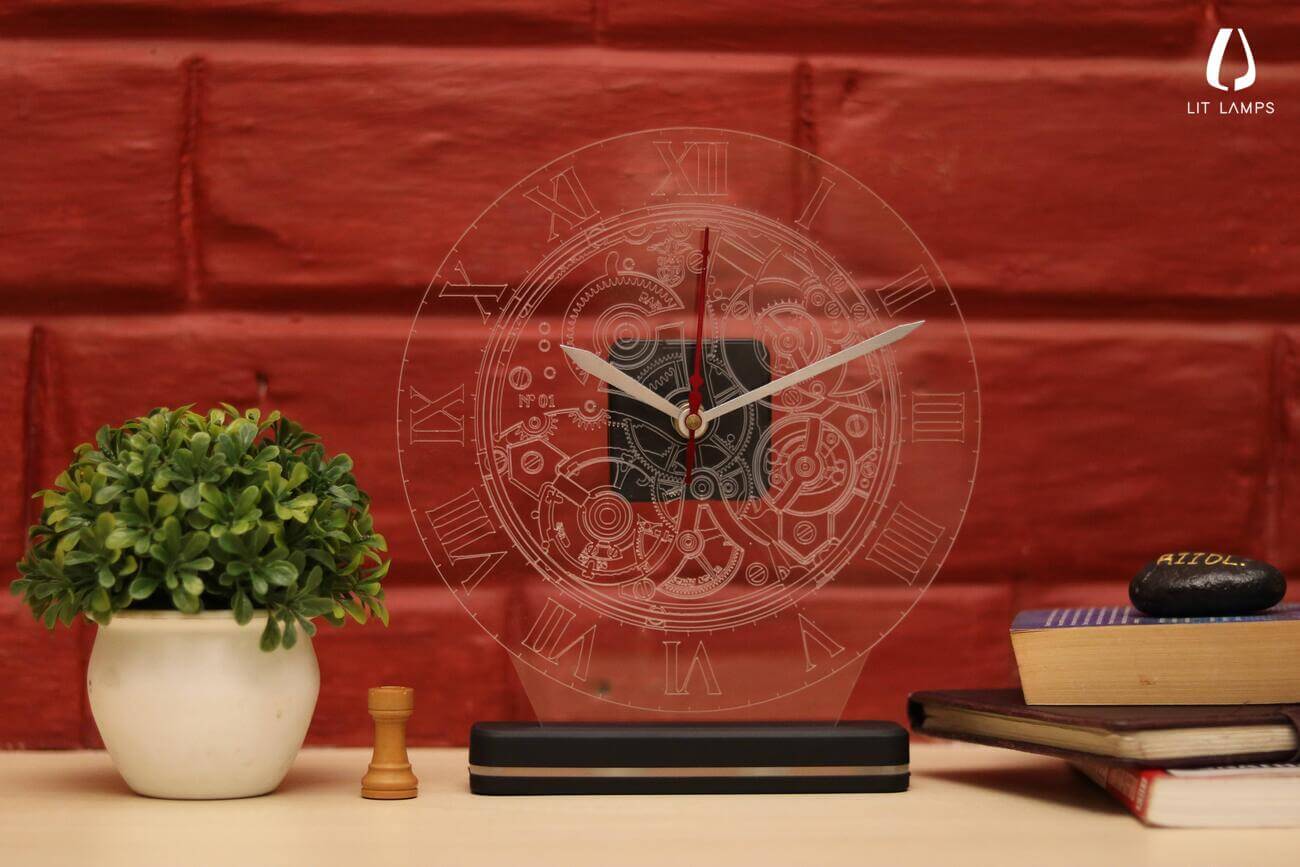LIT Clock Mechanism Lamps 3D Illusion Lamp - LIT Lamps - Clock Mechanism 3D LED Lamp-3d Lamps